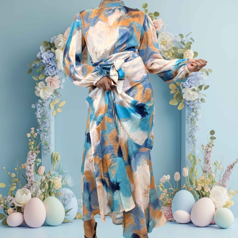 Robe longue satinée