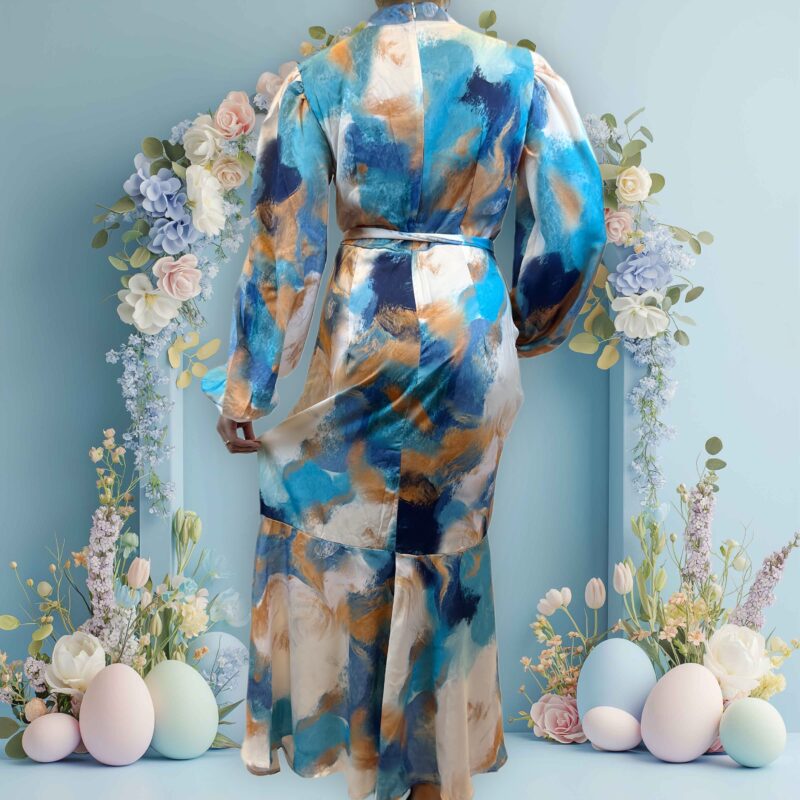 Robe longue satinée